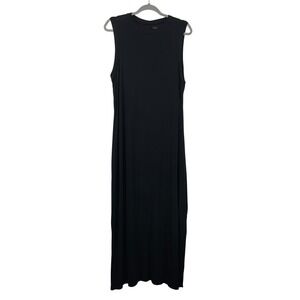 Daily Ritual Size L Maxi Dress Black Sleeveless Side Slit Viscose Minimalist